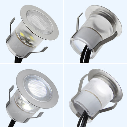 IP68 Outdoor LED Decking Lights 30mm Round Cool White 6500k 10 Kit DEC10CW
