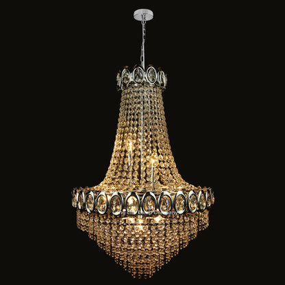 Large Ceiling Crystal Pendant Chandelier Suspended Chrome Frame Cascading Droplets