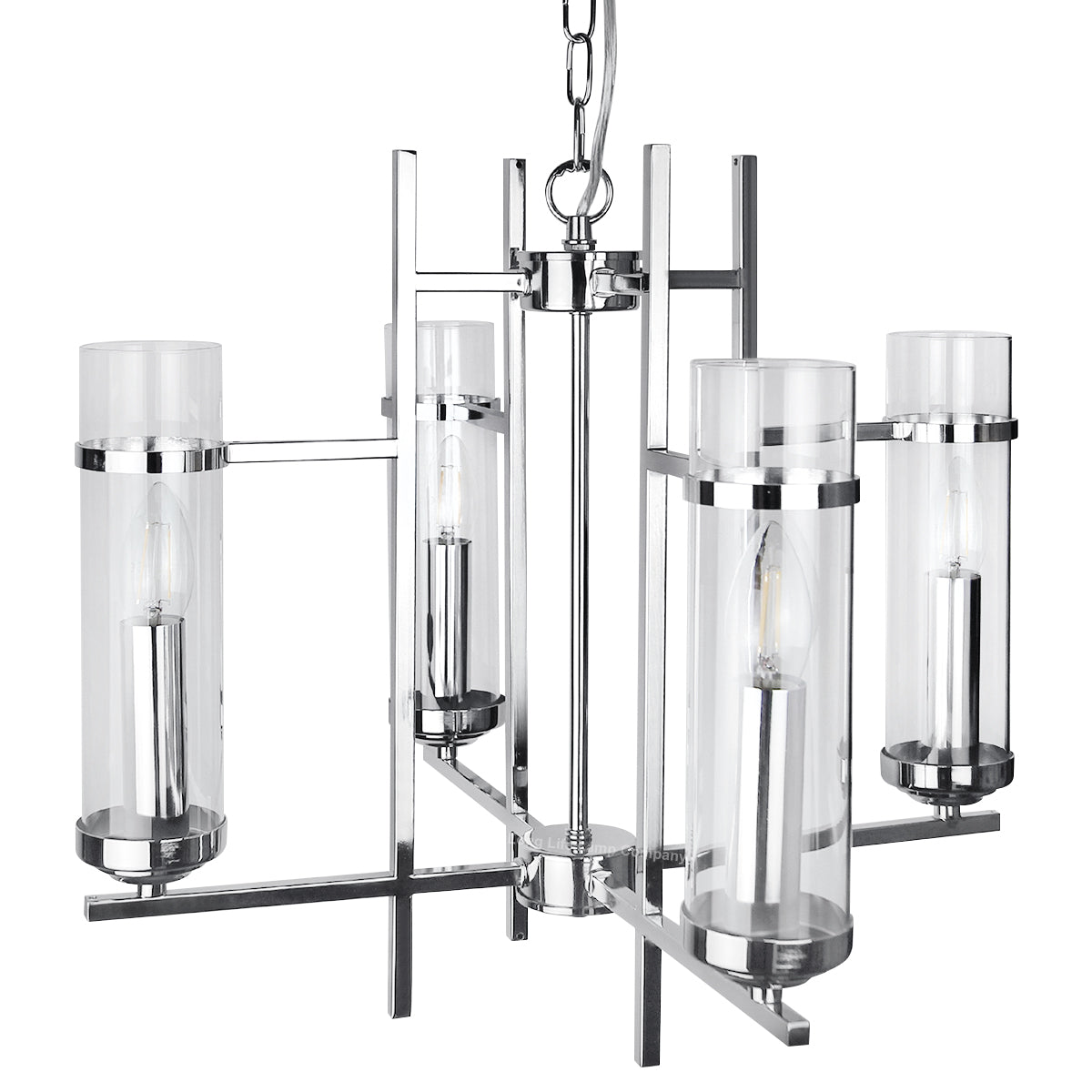 4 Light Chrome Lantern Pendant Glass Ceiling Light