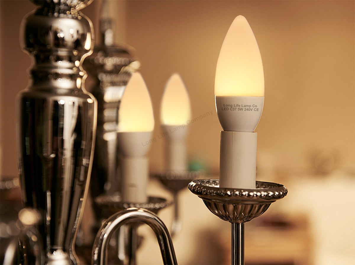 10 PACK 5W Energy Saving C37 LED Candle Light Bulb 3000K E14