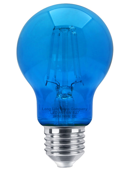 6W LED BLUE Light Bulb E27 Screw Cap Glass A60