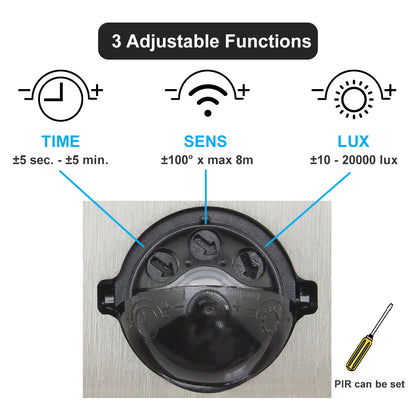 12W LED Double Outdoor Wall With PIR Movement Sensor Stainless Steel Warm White