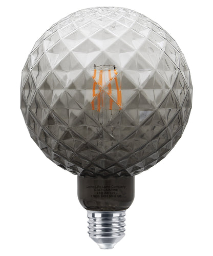 LED Glass Globe Light Bulb E27 Edison Screw Filament Classic Grey Smoked G125 Pinecone