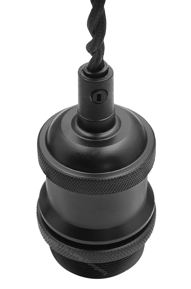 Industrial Vintage Ceiling Pendant Lamp Holder Matte Black E27 Fitting H3065