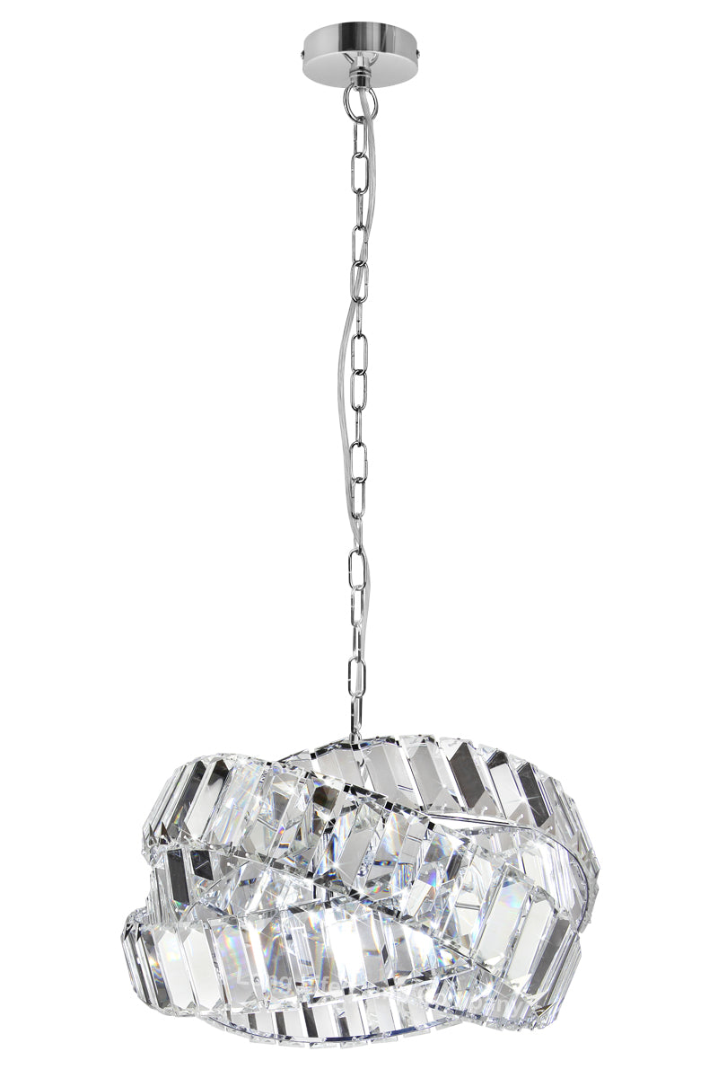 Modern Ceiling Crystal Chandelier Pendant Light Chrome Fixture Glass 3 Rings H3064