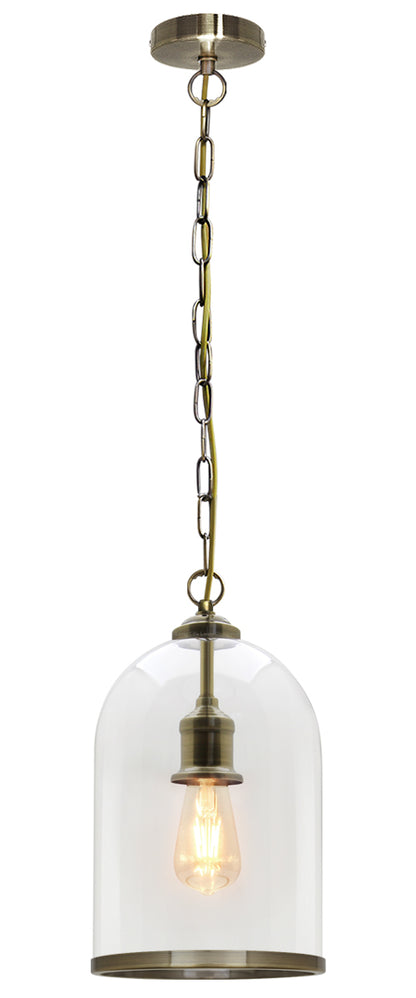 Antique Brass Vintage Ceiling Pendant Light Glass Lamp shade Bell Chain Lantern H3054