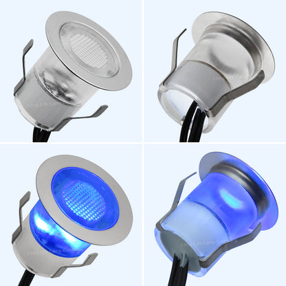 IP68 Outdoor LED Decking Lights 30mm Round Blue 10 Kit DEC10BL
