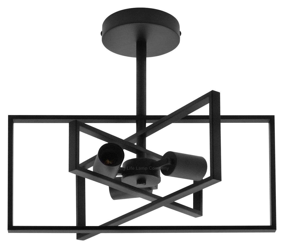 Modern Rectangular Black Ceiling Pendant Light 3 Light Semi Flush