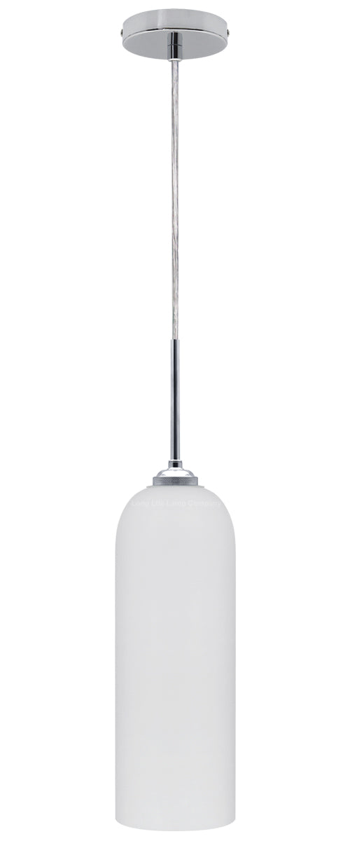 Modern White Frosted Glass Ceiling Pendant Light Tubular Lamp Shade