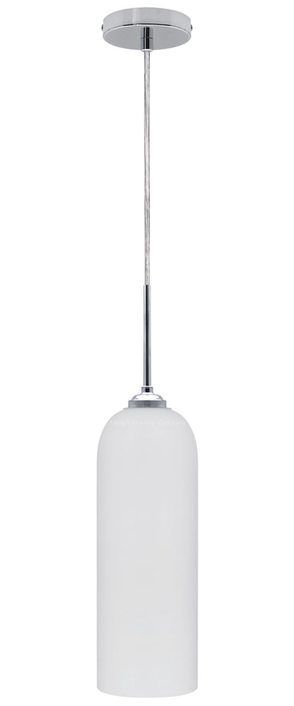 Modern White Frosted Glass Ceiling Pendant Light Tubular Lamp Shade