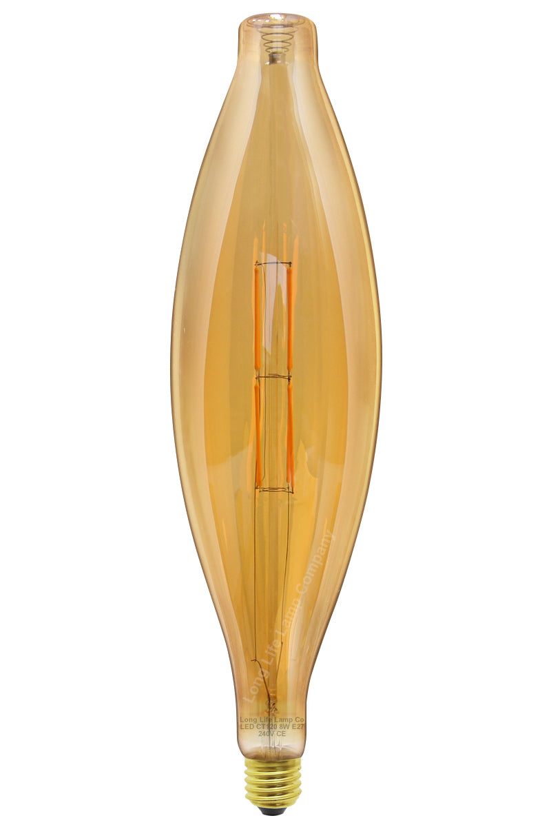 8w Tubular Antique Vintage LED E27 Smoked Glass