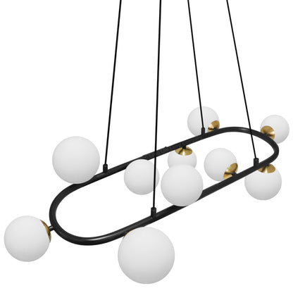 Modern Ceiling Black Circular Bar Pendant Light Globe Frosted Glass Lamp Shades with G9 LED