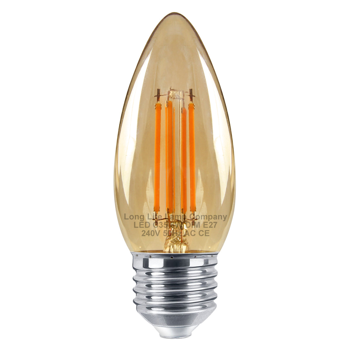 6w Dimmable LED Candle E27 Filament Light Bulb Edison Screw Amber Glass