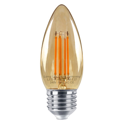 6w Dimmable LED Candle E27 Filament Light Bulb Edison Screw Amber Glass