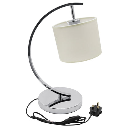 Modern Arched Chrome Table Lamp Fabric Lamp Shade Cream Drum T504