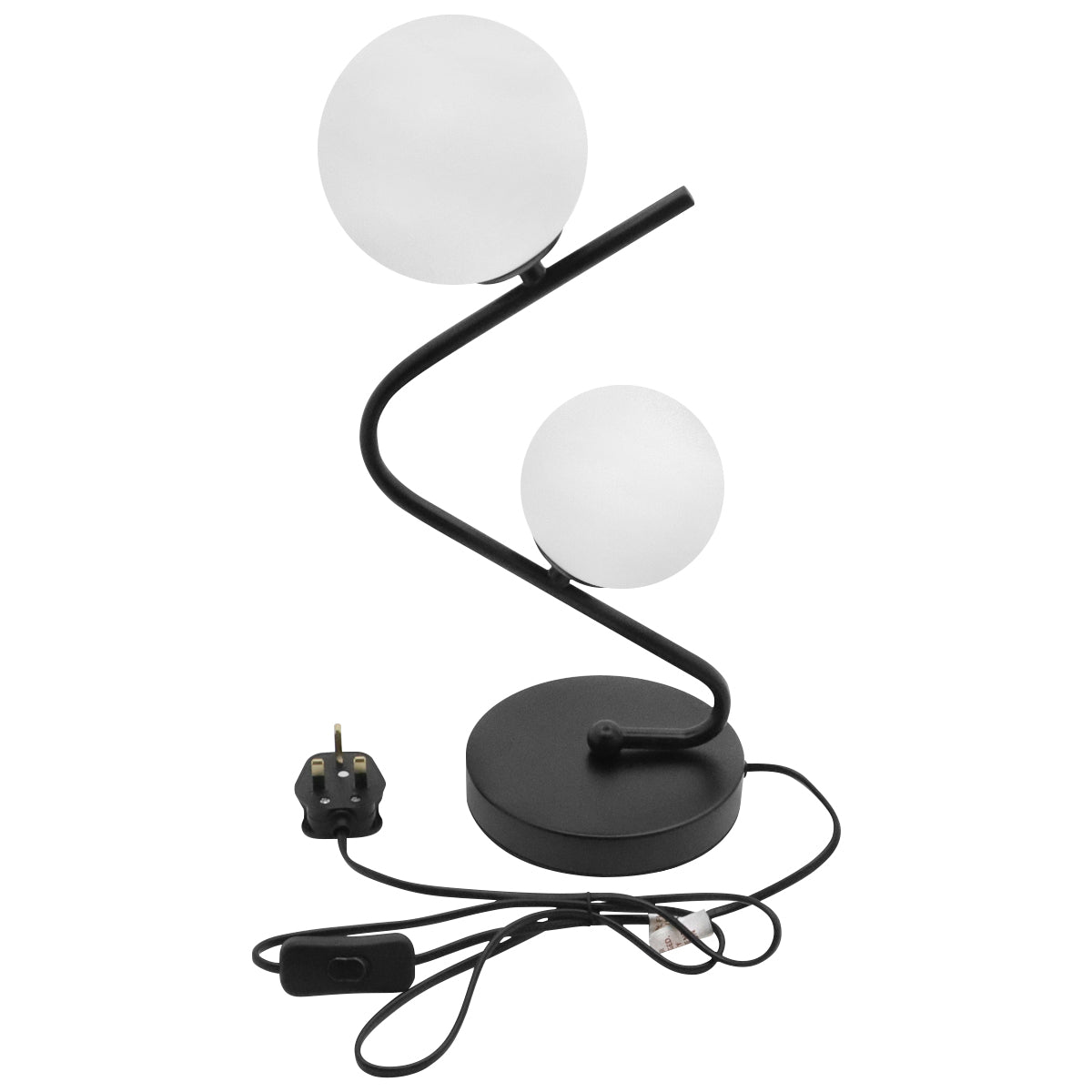 Retro Black Twin Opaque Frosted Glass Globe Table Lamp T505