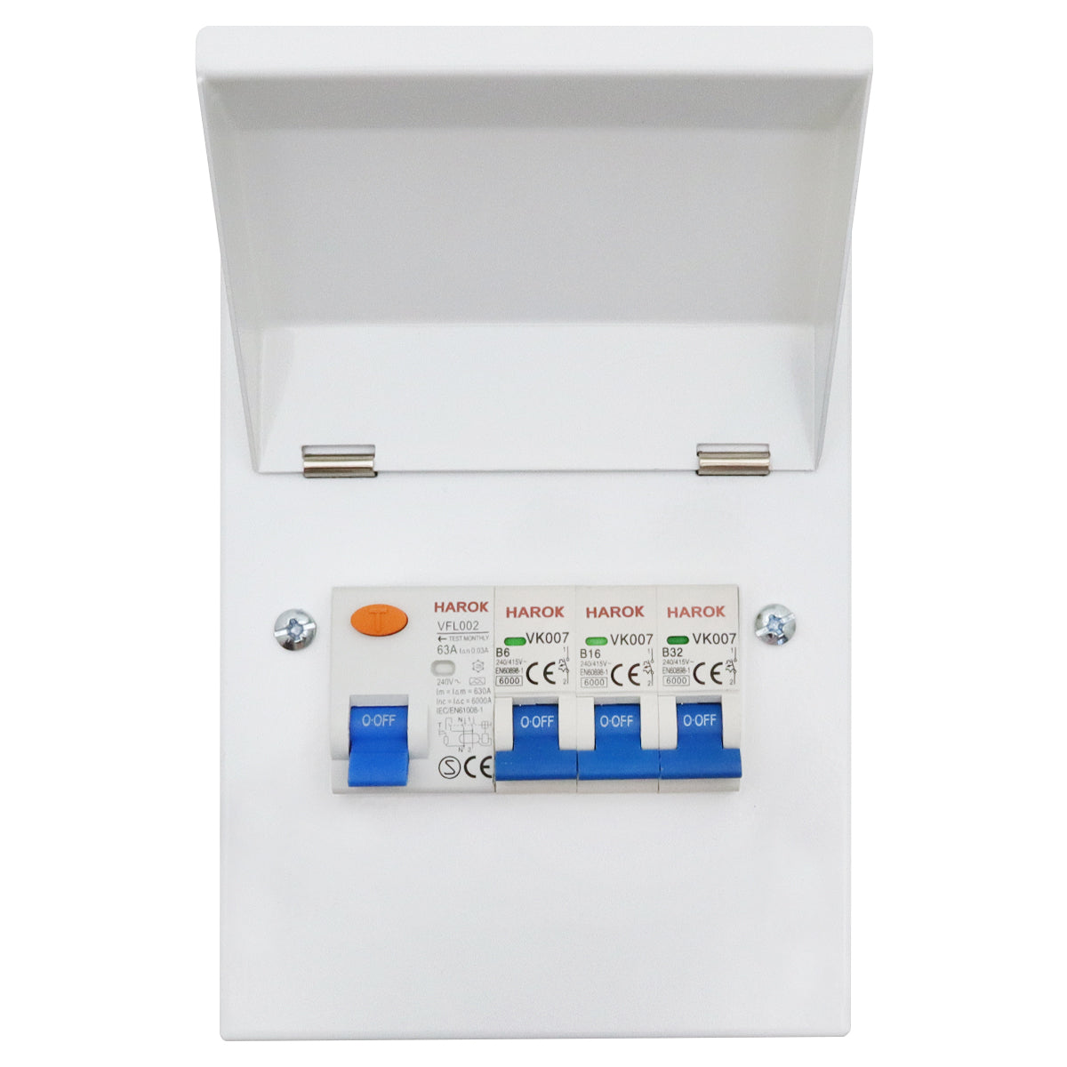 5 Way Metal Garage Consumer Unit 63A RCD, 6A, 16A, 32A MCB Amendment 3