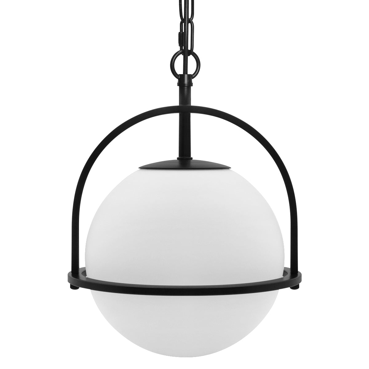Industrial Nautical Ceiling Pendant Light Opal Globe Glass Black Chain Suspended