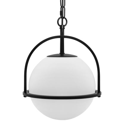 Industrial Nautical Ceiling Pendant Light Opal Globe Glass Black Chain Suspended