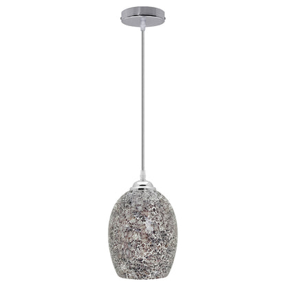Vintage Ceiling Crackle Grey Mosaic Glass Pendant Light