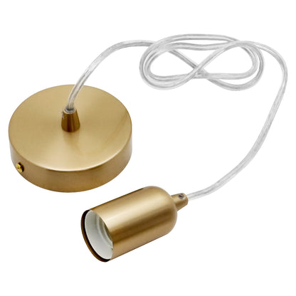 Ceiling Rose Pendant E27 Fitting Brass Flex Hanging Lamp Holder Kit