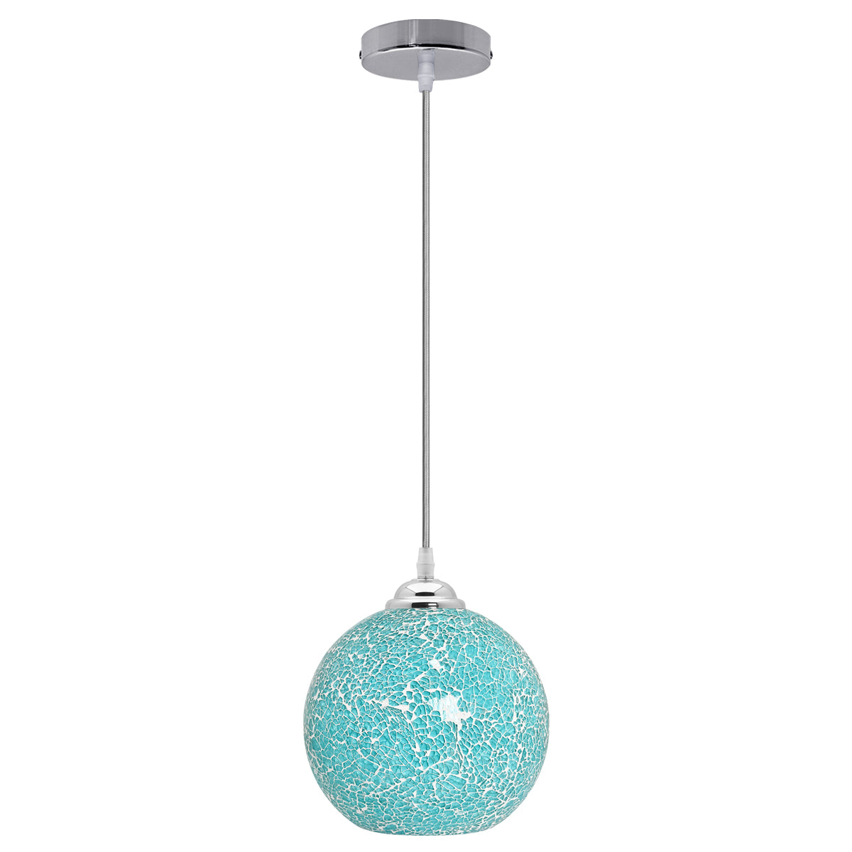 Vintage Ceiling Crackle Blue Mosaic Globe Glass Pendant Light