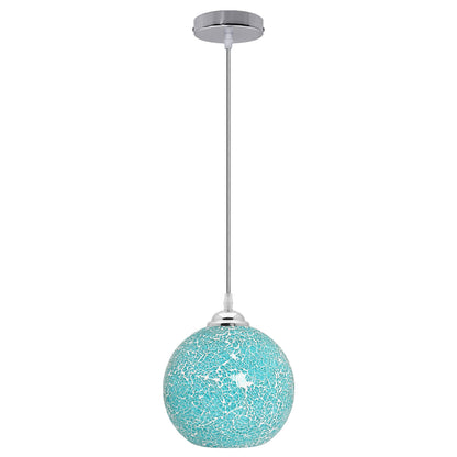 Vintage Ceiling Crackle Blue Mosaic Globe Glass Pendant Light