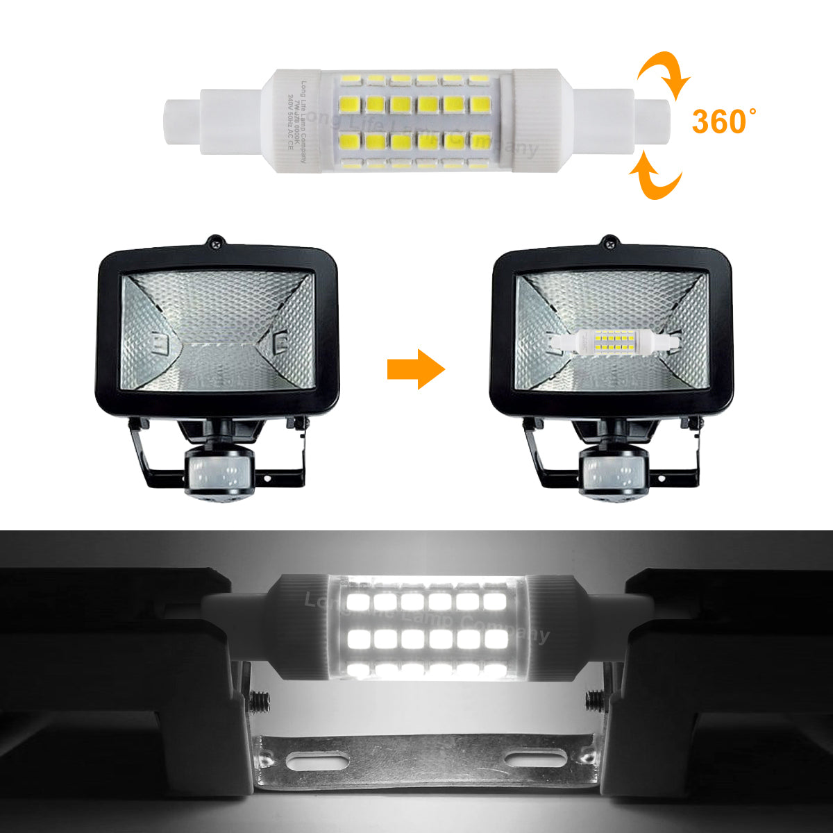 2 x R7s 78mm LED Bulb 7W 6000K Flood Light Replacement - Free delivery on all orders