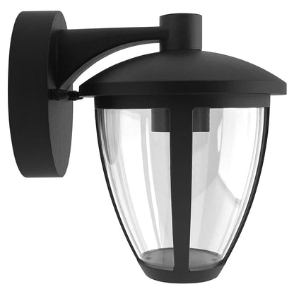 Outdoor Downward Wall Light Black Lantern Clear Diffuser IP44