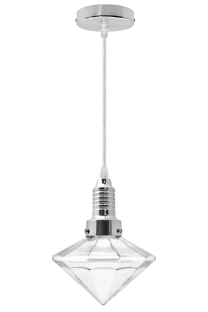 Retro Glass Diamond Shape Chrome Ceiling Pendant Light - Free delivery on all orders