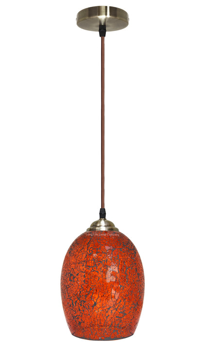 Vintage Ceiling Crackle Amber Mosaic Glass Pendant Light M0209
