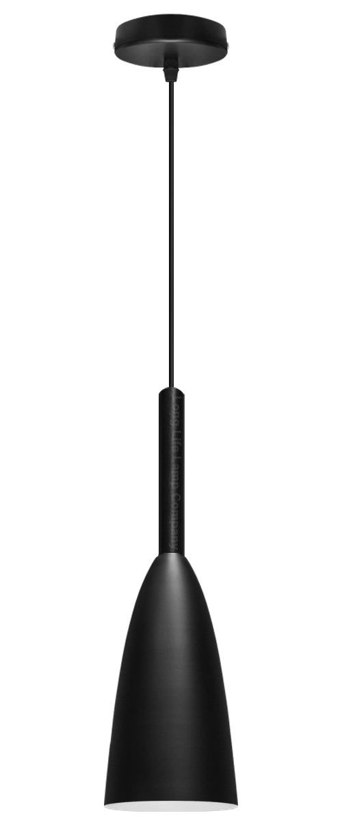 Modern Scone Ceiling Pendant Light Black Metal Slim Lampshade Contemporary M0128 with 7w E14 Candle CW - Free delivery on all orders