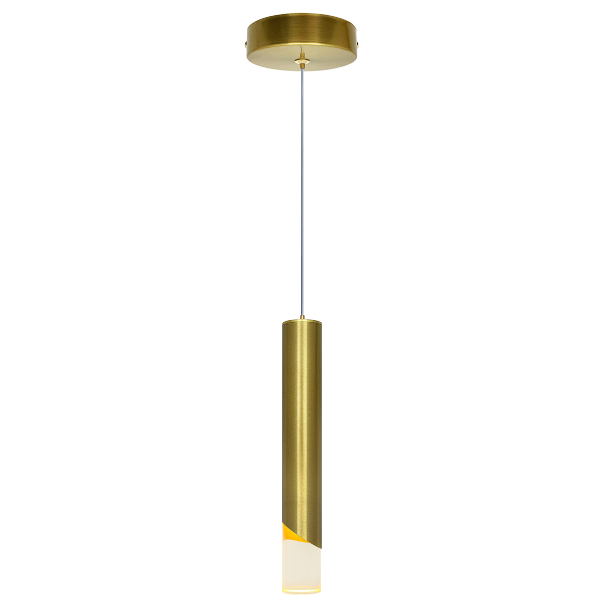 3W Modern Brushed Brass LED Ceiling Tube Pendant Light Warm White 3000K K451