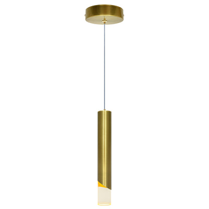 3W Modern Brushed Brass LED Ceiling Tube Pendant Light Warm White 3000K K451