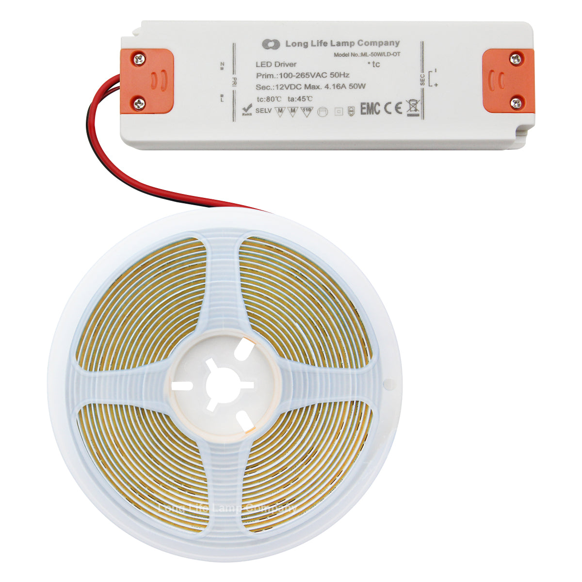 Warm White LED Tape Strip Light Continuous COB Illumination 5 Metres 12V