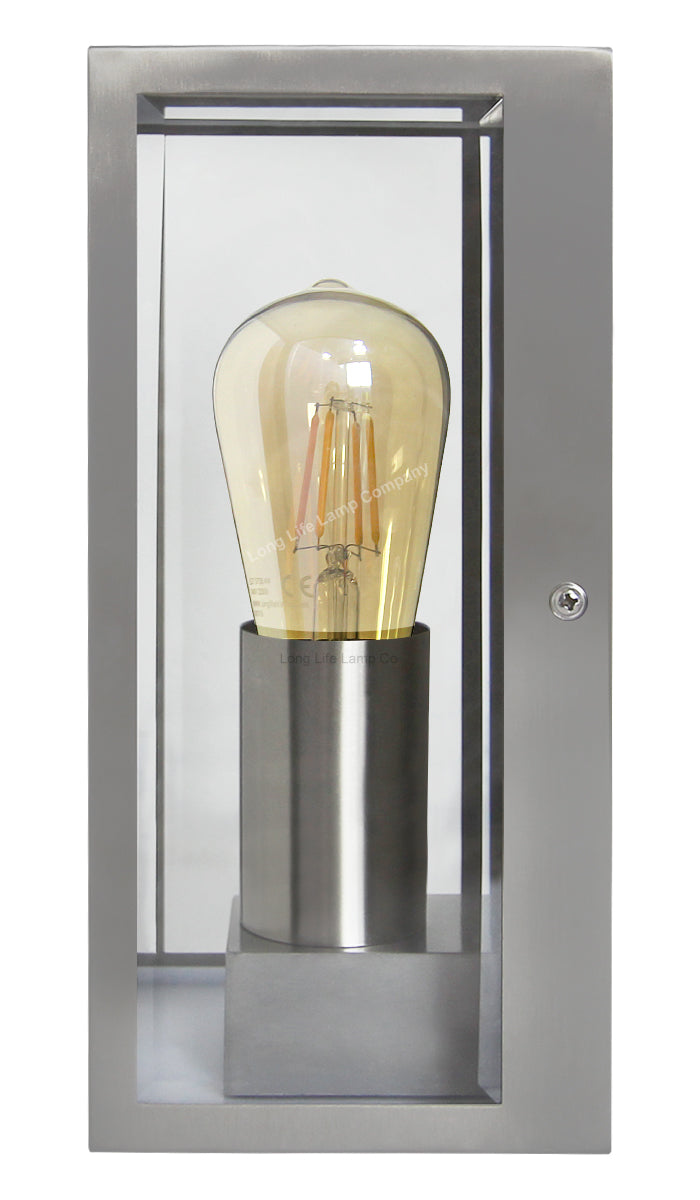 Outdoor Wall Light E27 60W Rectangular Glass Stainless Steel IP44 - Free delivery on all orders