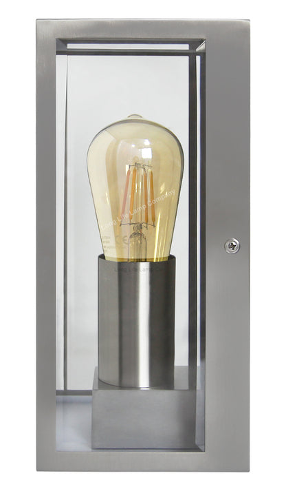 Outdoor Wall Light E27 60W Rectangular Glass Stainless Steel IP44 - Free delivery on all orders