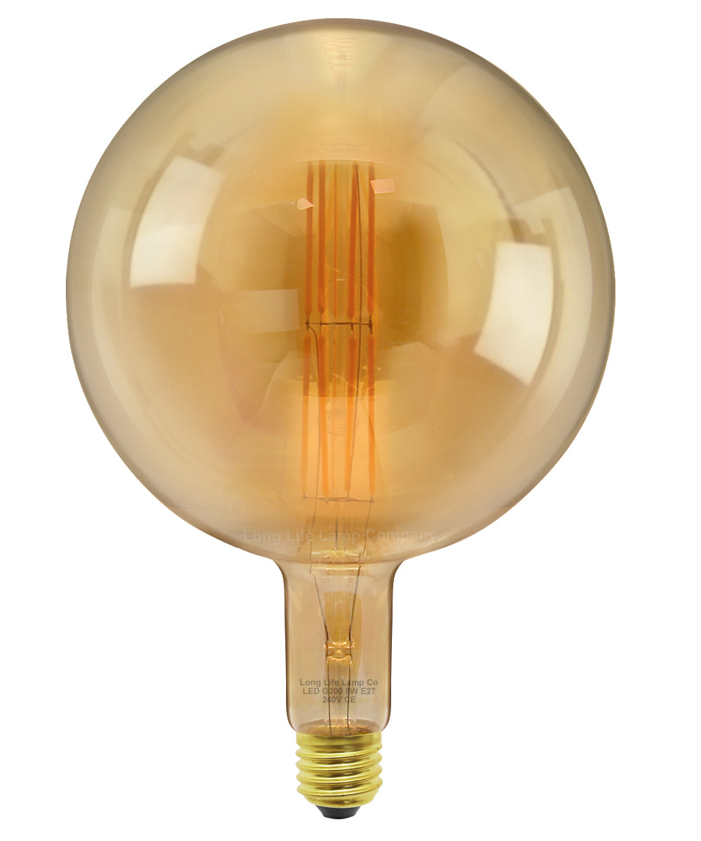 8w Antique Vintage LED Over Sized Globe E27 Smoked Glass