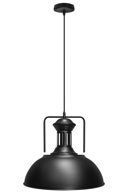 Industrial Old Factory Barn Pendant Light Large Dome Shade Black Metal M0151