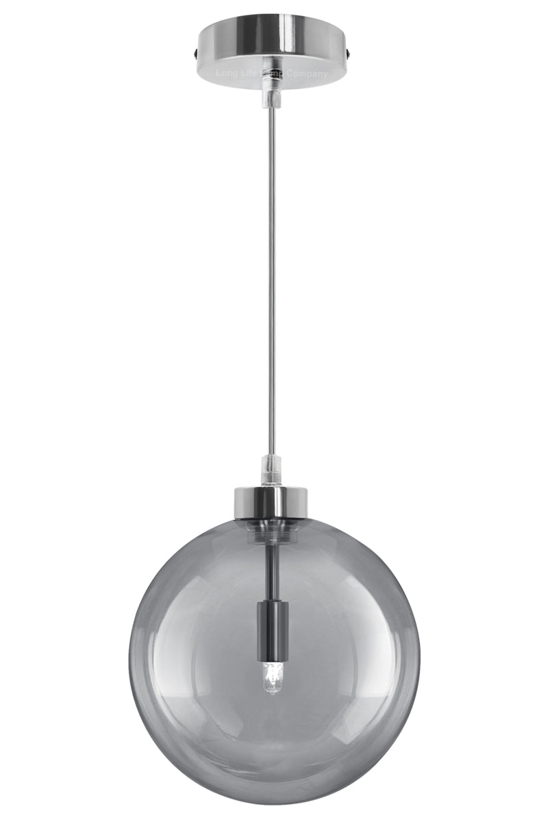 Modern Vintage Ceiling Smoked Grey Globe Pendant Light - Free delivery on all orders