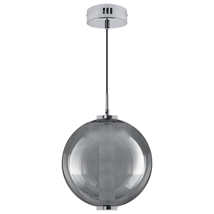 LED Globe Ceiling Pendant Light Smoked Grey Glass Lamp Shade Chrome Holder