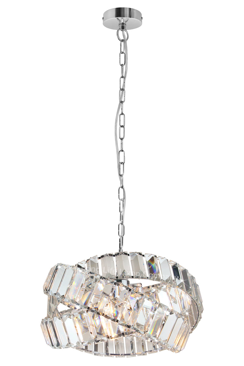 Modern Ceiling Crystal Chandelier Pendant Light Chrome Fixture Glass 3 Rings H3064