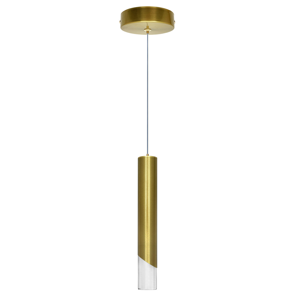 3W Modern Brushed Brass LED Ceiling Tube Pendant Light Warm White 3000K K451