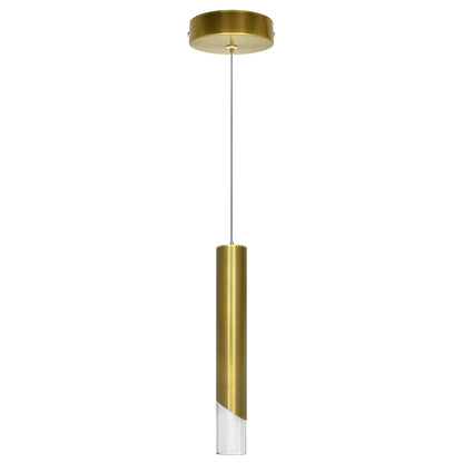 3W Modern Brushed Brass LED Ceiling Tube Pendant Light Warm White 3000K K451