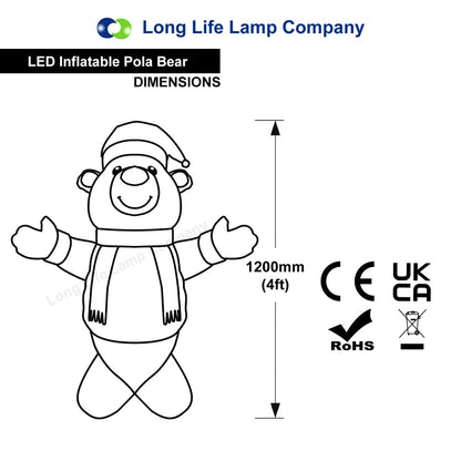 4ft LED Outdoor Inflatable Polar Bear Illuminated Plug In - Energy Light Bulbs - Free delivery on all orders