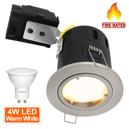 4w 5w 6w Brushed Chrome Fixed LED Fire Rated Downlight - Energy Light Bulbs - Free delivery on all orders