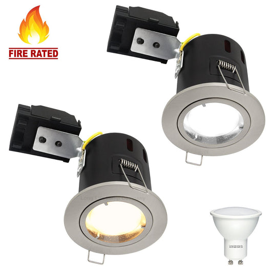 4w 5w 6w Brushed Chrome Fixed LED Fire Rated Downlight - Energy Light Bulbs - Free delivery on all orders