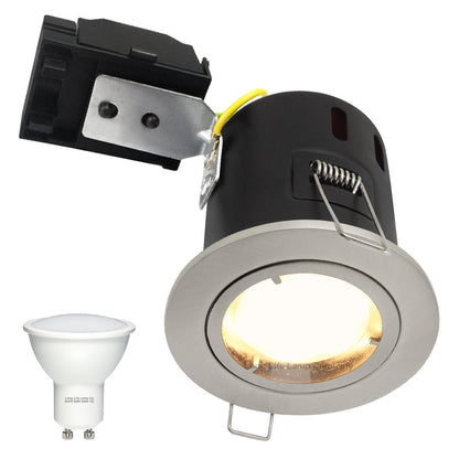 4w 5w 6w Brushed Chrome Fixed LED Fire Rated Downlight - Energy Light Bulbs - Free delivery on all orders