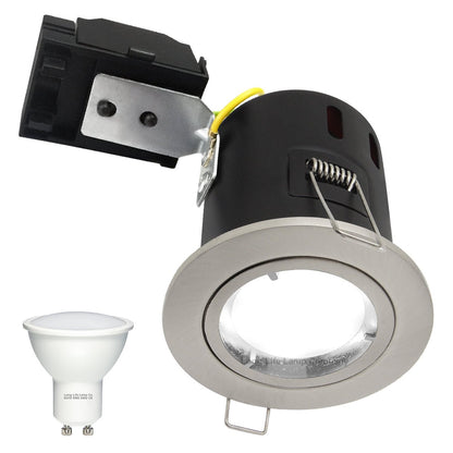 4w 5w 6w Brushed Chrome Fixed LED Fire Rated Downlight - Energy Light Bulbs - Free delivery on all orders