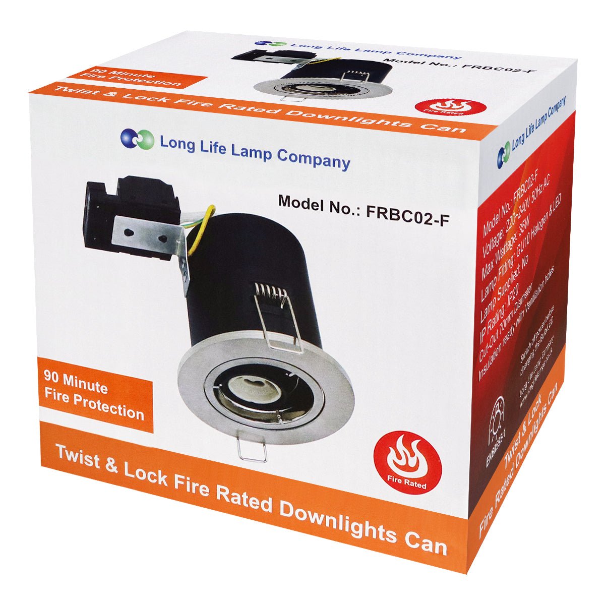 Brushed Chrome Recessed Fire Rated Downlight with GU10 Fitting